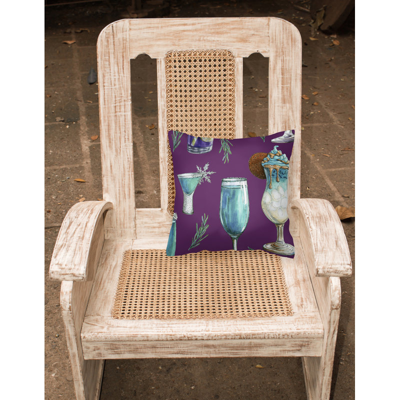 Coussin intérieur/extérieur boissons et cocktails, Mauve / Bleu, 18 po x 18 po
