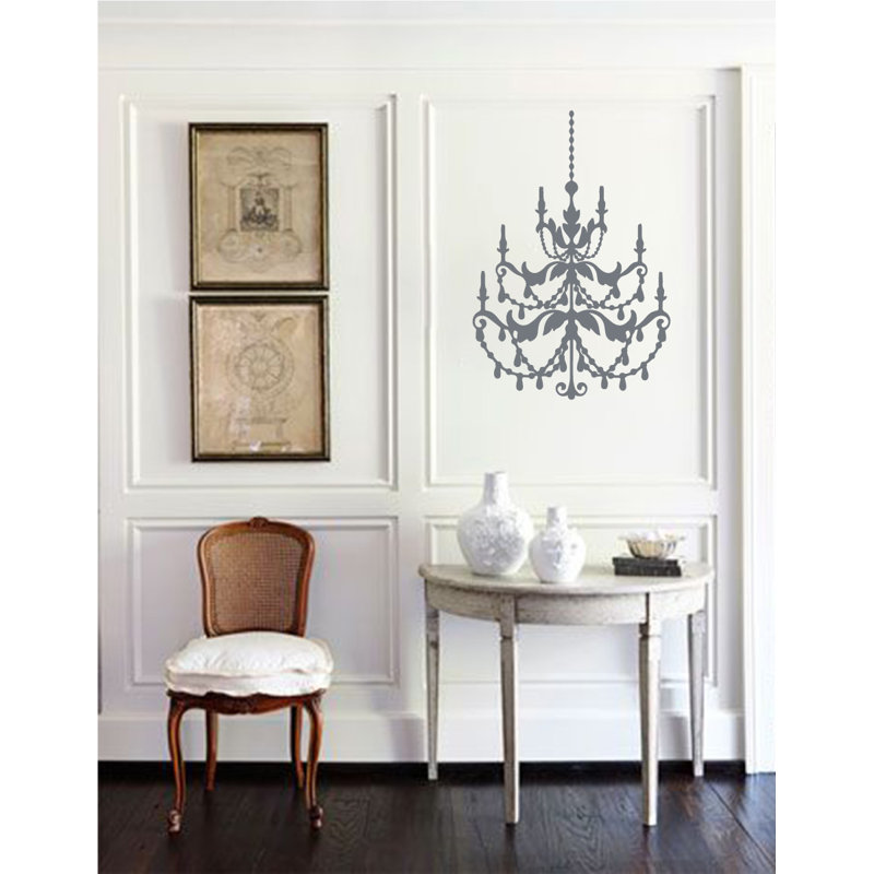 Décalcomanie murale lustre française, Gris orage, H 24 po x l 16 po x P 0,01 po