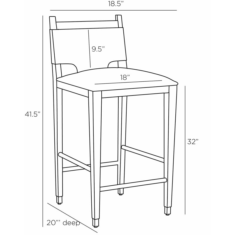 Burdock Bar Stool, Vanilla Leather, Bar Stool (32” Seat Height)