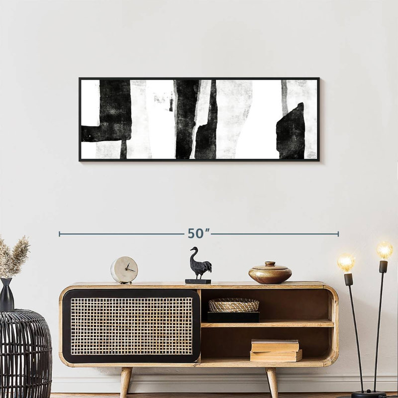 Blanc à noir Wildman II, 43 po x 15 po, Cadre flottant noir