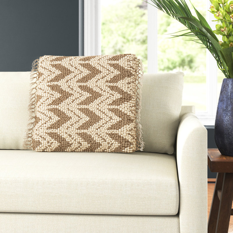 Oakleaf Chevron Throw Pillow, Taupe/Cream, Pillow Cover Only - No Insert