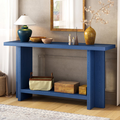 Table de console de 60 po avec placage de frêne, table d'entrée minimaliste avec pieds en forme de T et pouvant supporter jusqu'à 121 lb, table de canapé avec grande tablette supérieure et inférieure, pour le salon, le couloir, le vestibule