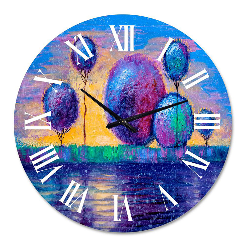 River River Paintings in Evening Glow - Horloge murale, Grand