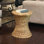 Moura Handwoven Water Hyacinth Wicker Stool with Hourglass Shape
