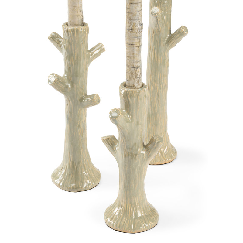 Faux Bois Candlestick, Moss Green