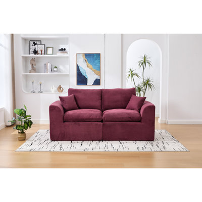 2 Seater Modular Sectional Comfy Cloud Couch Modern With Soft Corduroy Removable Cushion Covers High - Density Foam And Curved Armrest No Assembly For Bedroom Setup In Required Contemporary Homes
