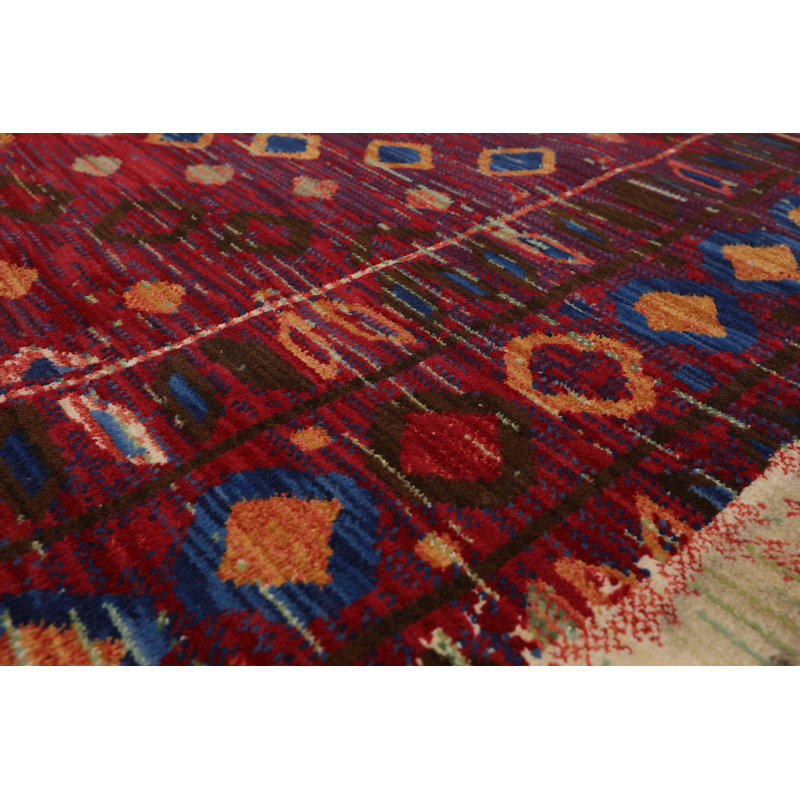 Tapis oriental oriental en laine rouge