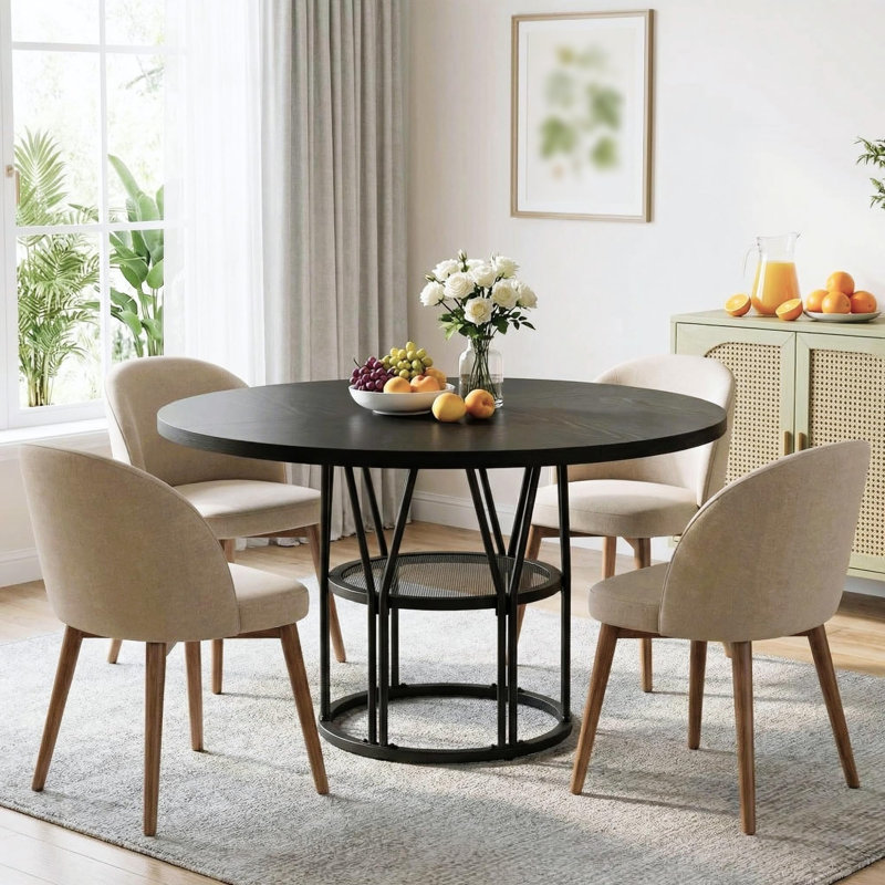 Dining Table with Iron Base, Black