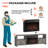 70" TV stand with 23" Electric Fireplace for TVs to 75", 3 Vintage Button Control Design, LED Strips, Over Heat Protection-1859074357