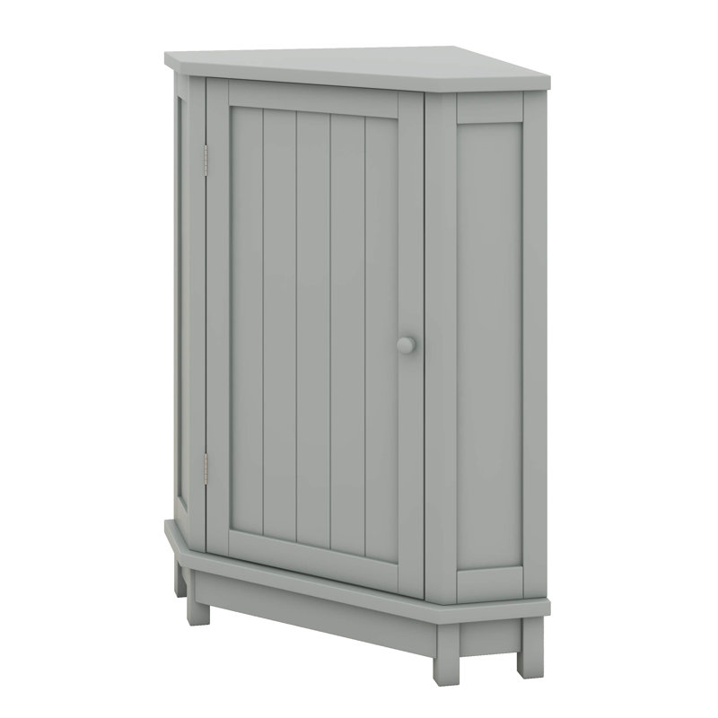 Home Corner Storage Cabinet, Bathroom Triangle Floor Cabinet, Wood Corner Cabinet With Single Door And Adjustable Shelves