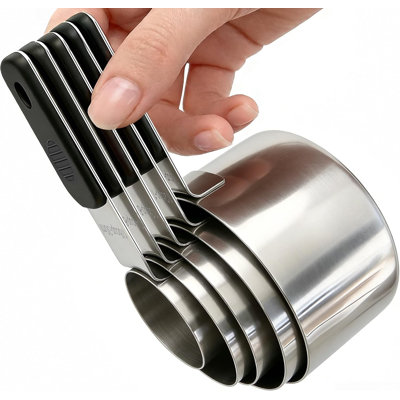 Magnetic Nesting Measuring Cups Set Non Slip Handle Dual Scale Baking Measuring Cups