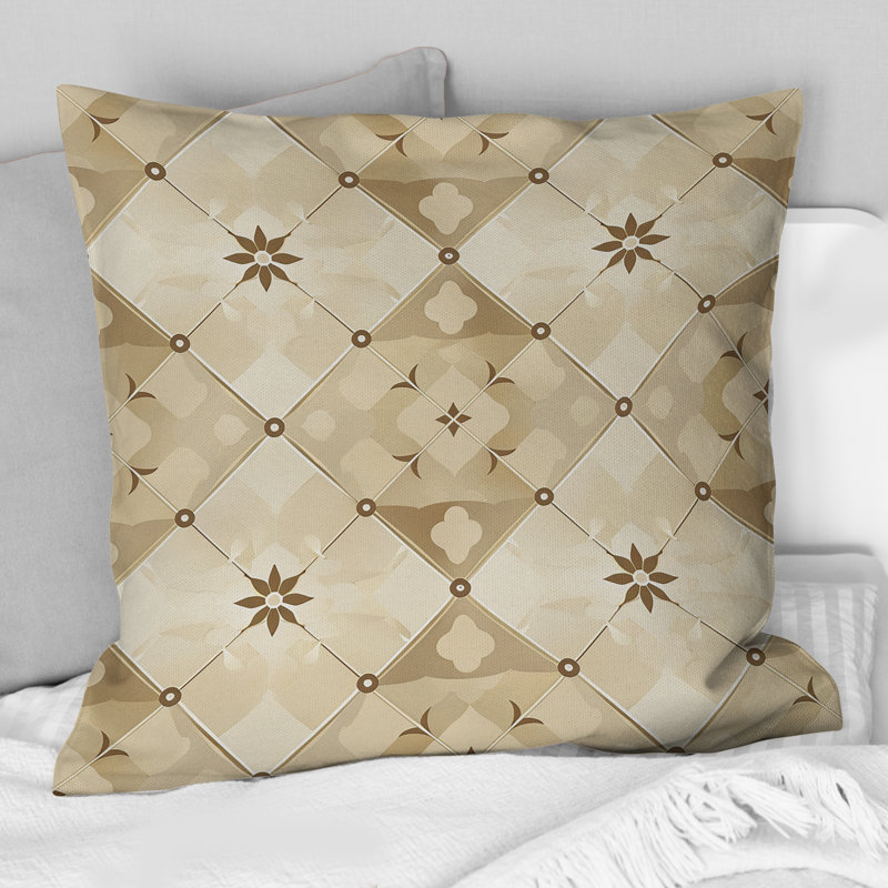 Coussin Beige crème Argyle Harmony II - transitionnel, H 18 po x l 18 po