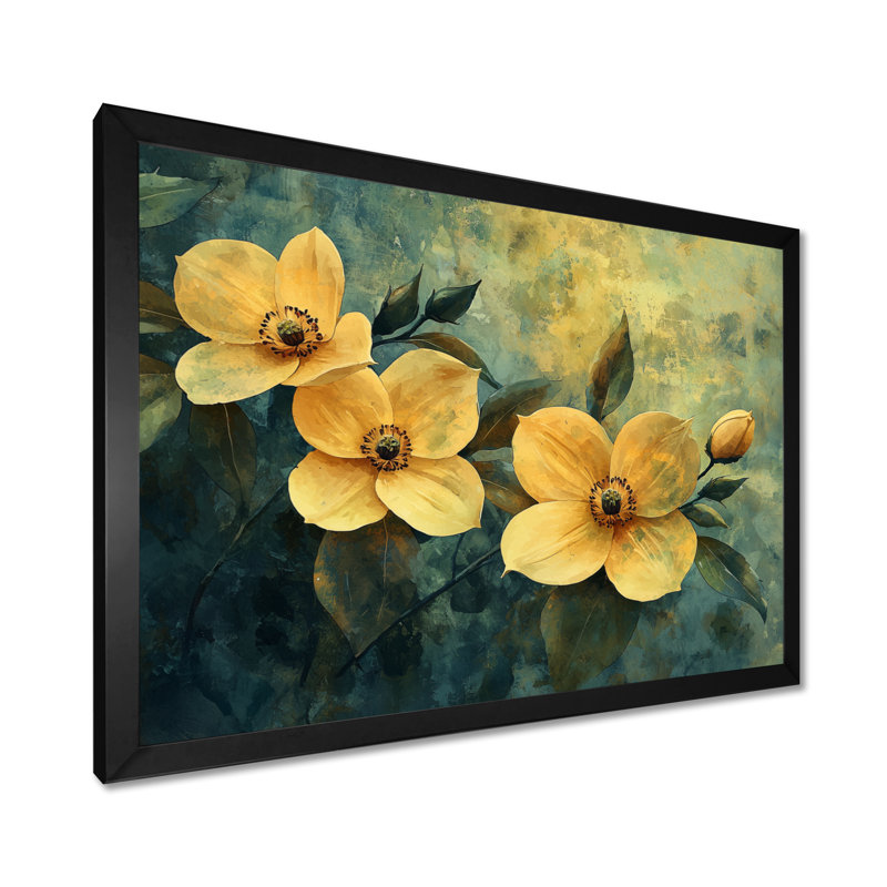 Jaci - Floral Wall Art, Reproduction encadrée d'une seule photo, Noir, H 12 po x l 20 po