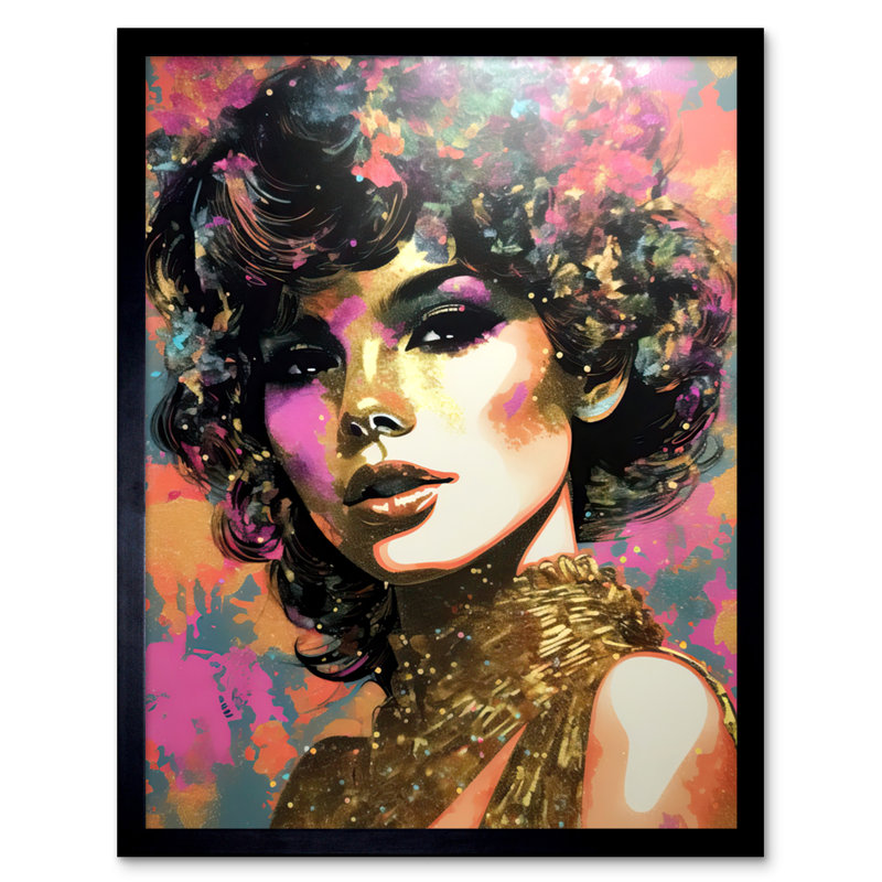 Abihail Young Woman Gold Glam Sparkle Aesthetic - Single Picture Frame Print
