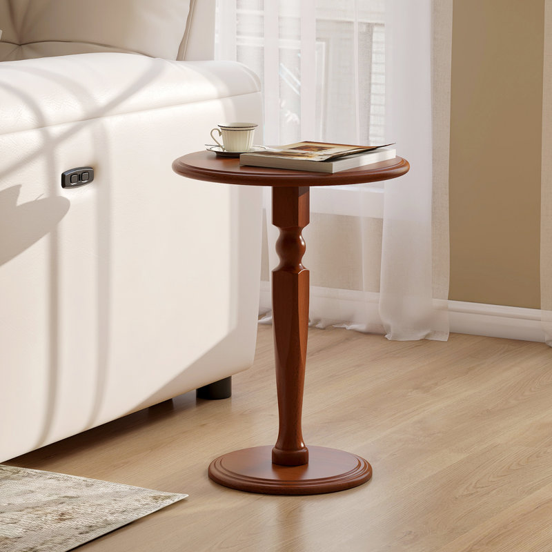  21"H Solid Wood Traditional Modern End Table, Teak-stained Poplar