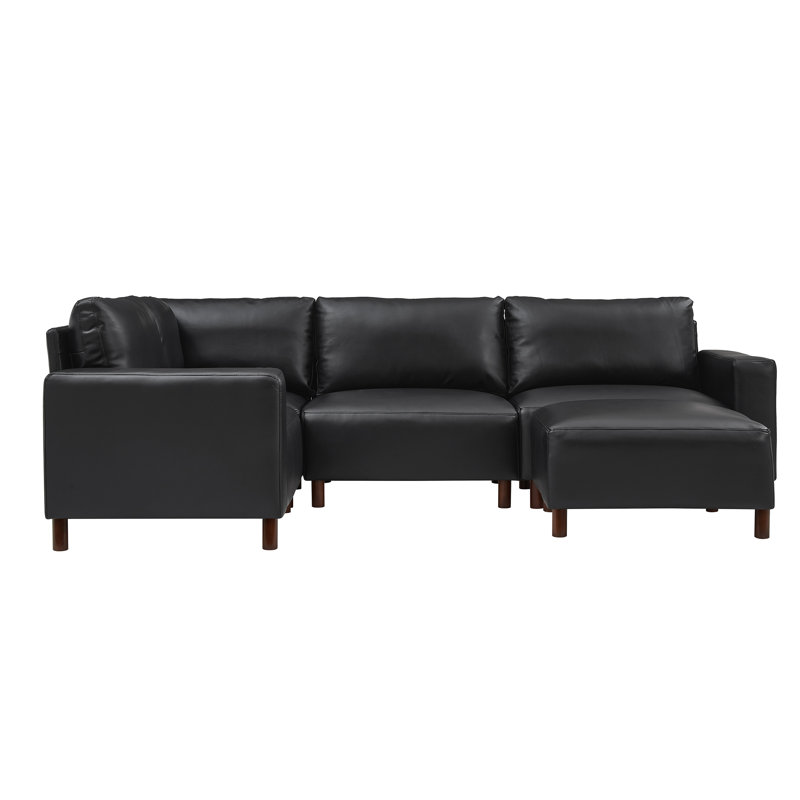 Canapé modulaire de luxe en tissu Pu, Similicuir noir