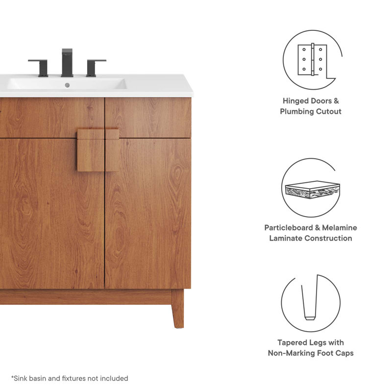 Miles Walnut 36'' Single Bathroom Vanity Cabinet
