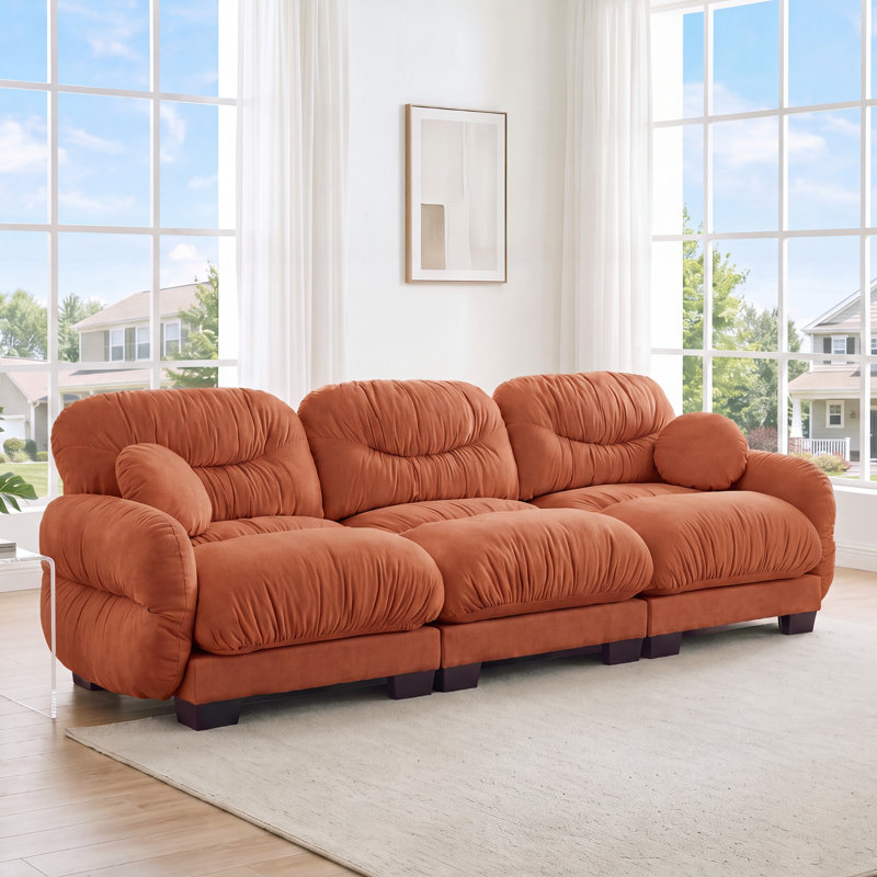 Upholstered 116'' Sectional, Orange