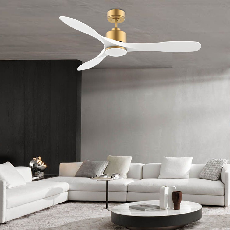 52" 3-Blade Modern Wood Ceiling Fan with Light and Remote, WiFi Alexa Control, Quiet DC Motor, Indoor/Outdoor