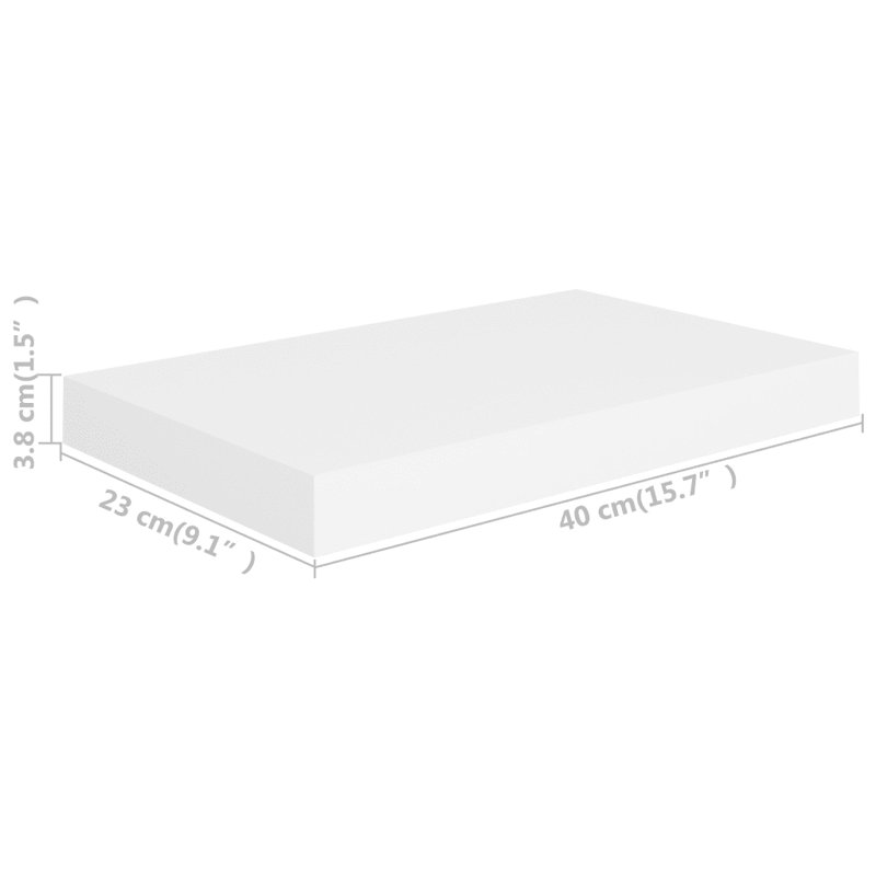 Arson 2 Piece Floating Shelf, 3.8cm H x 23cm W x 40cm D, White