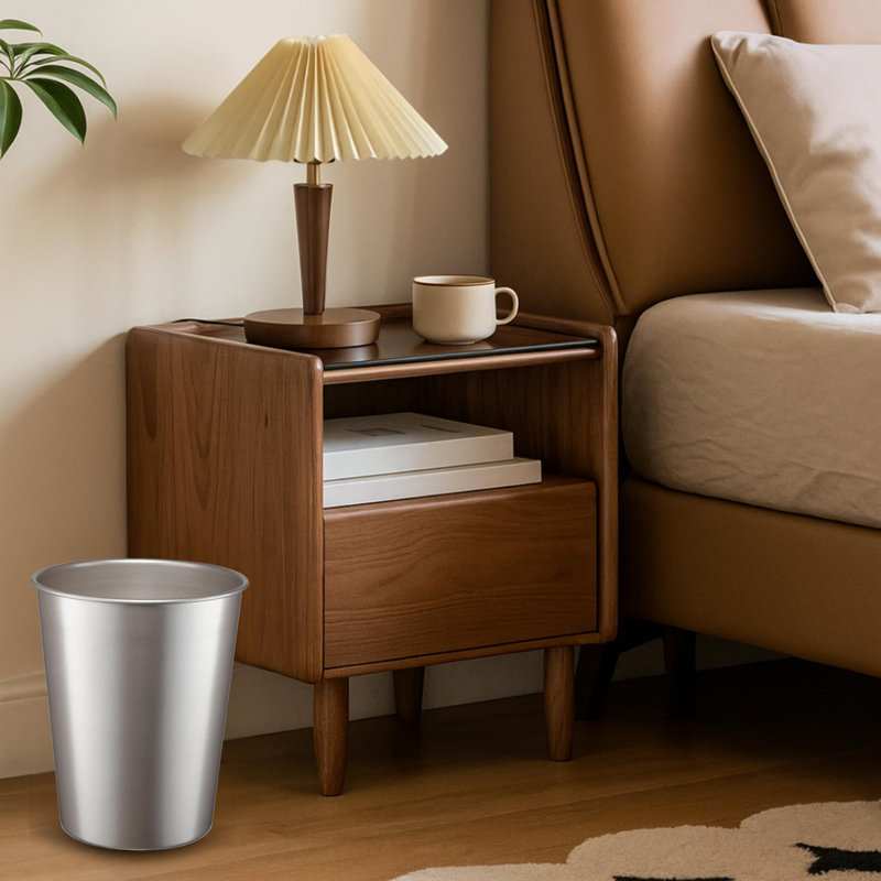 Pewter Handcrafted Metal Wastebasket