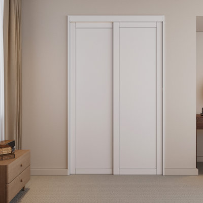 80" White Prefinished 1 Or 3-Panel Sliding Closet & Pantry Door with Complete Hardware Kit & Handle