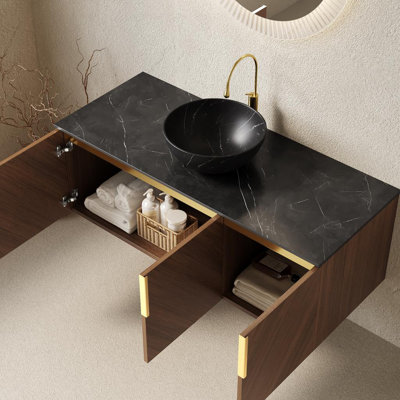 Meuble-lavabo de salle de bain avec lavabo et portes doubles