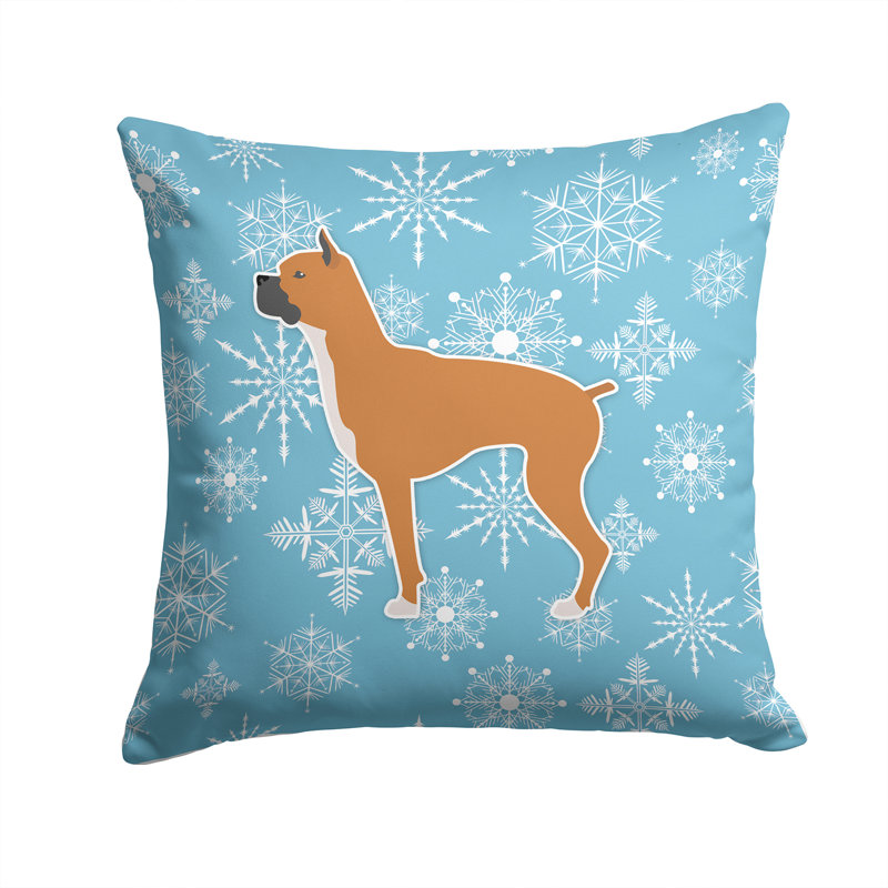 Coussin intérieur/extérieur en flocons d’hiver, H 14 po x l 14 po x P 3 po