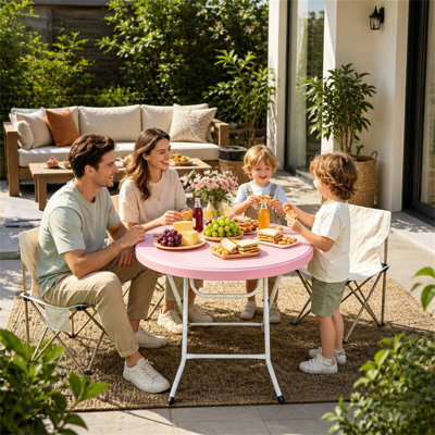 Table pliante ronde de 31,5 po, table de cocktail, table de bistro, facile à installer pour une fête en plein air, un mariage, un café, un jardin blanc