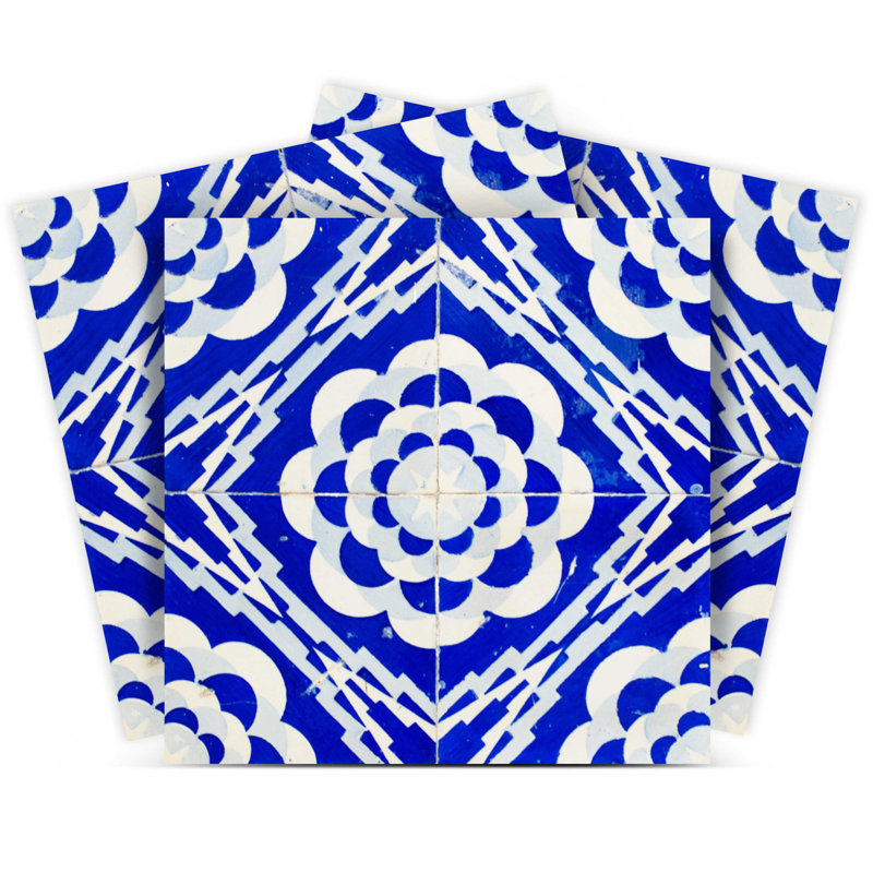 Carreaux amovibles 12 po x 12 po gerbera bleus et blancs