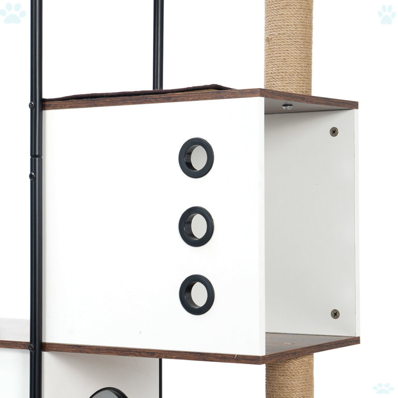 Modern Cat Tower, Multi-Level Cat Condo With 1 Caves,2 Scratching Posts