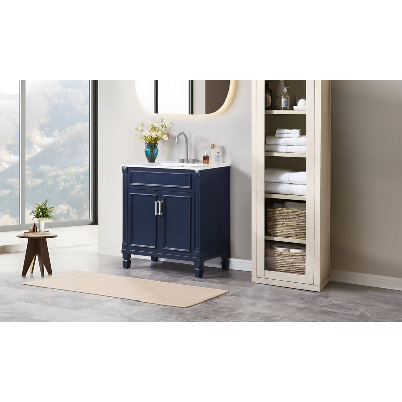 Meuble-lavabo en céramique Classic, Bleu / Argent