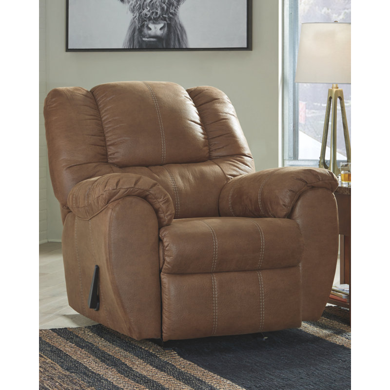 Pinard Faux Leather Recliner, Saddle Polyester Blend