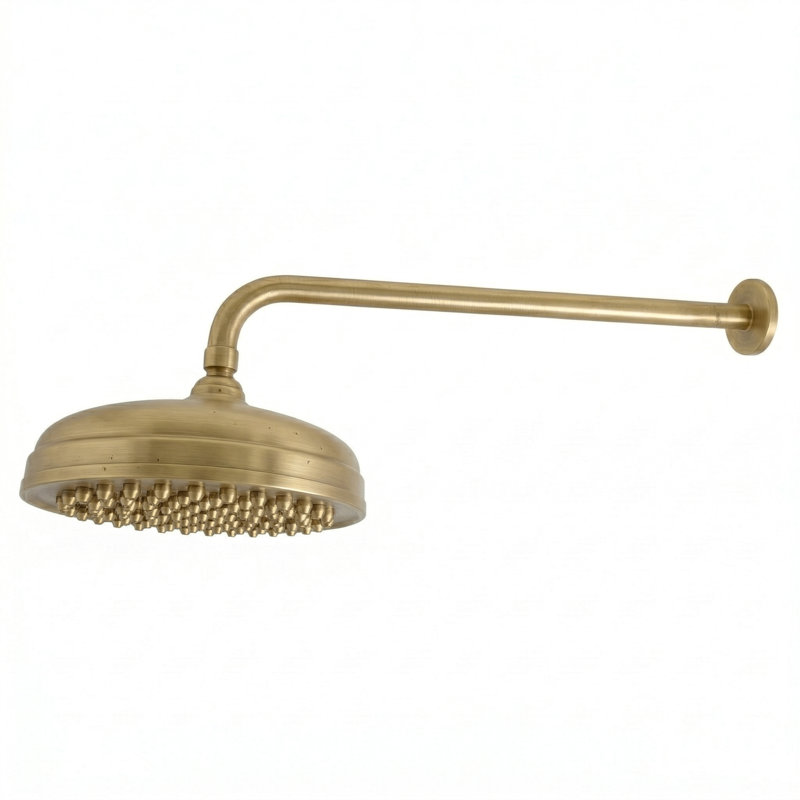8" Shower Head with 16" Straight Arm & Escutcheon, Unlacquered Satin Brass