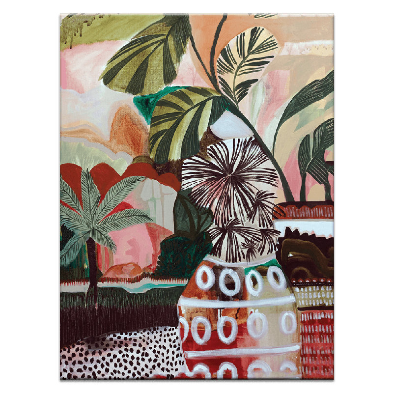 Clay Pots And Palms by Amanda Skye-Mulder - Painting, Wrapped Canvas, 51cm H x 41cm W x 3cm D