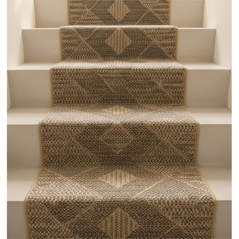 Custom Size Indoor Outdoor Runner Rug (26' x 40' Runner) - Alto Heritage Natural Beige Diamond Pet Friendly Flatweave
