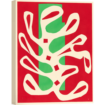 3HM7475 White Algae On A Red And Green Background by Henri Matisse - Wrapped Canvas Print