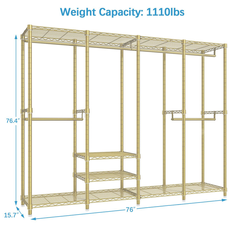 76'' Metal Freestanding Garment Rack, Gold