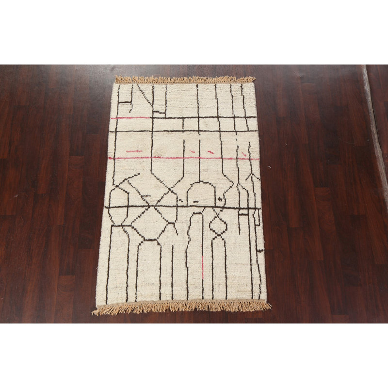 One-of-a-Kind 4'1" X 6'4" New Age Wool Area Rug in Ivory