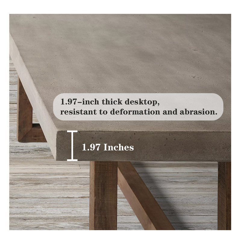 Retro Cement Grey Solid Wood Conference Table, 29.53" H x 70.87" L x 31.50" W