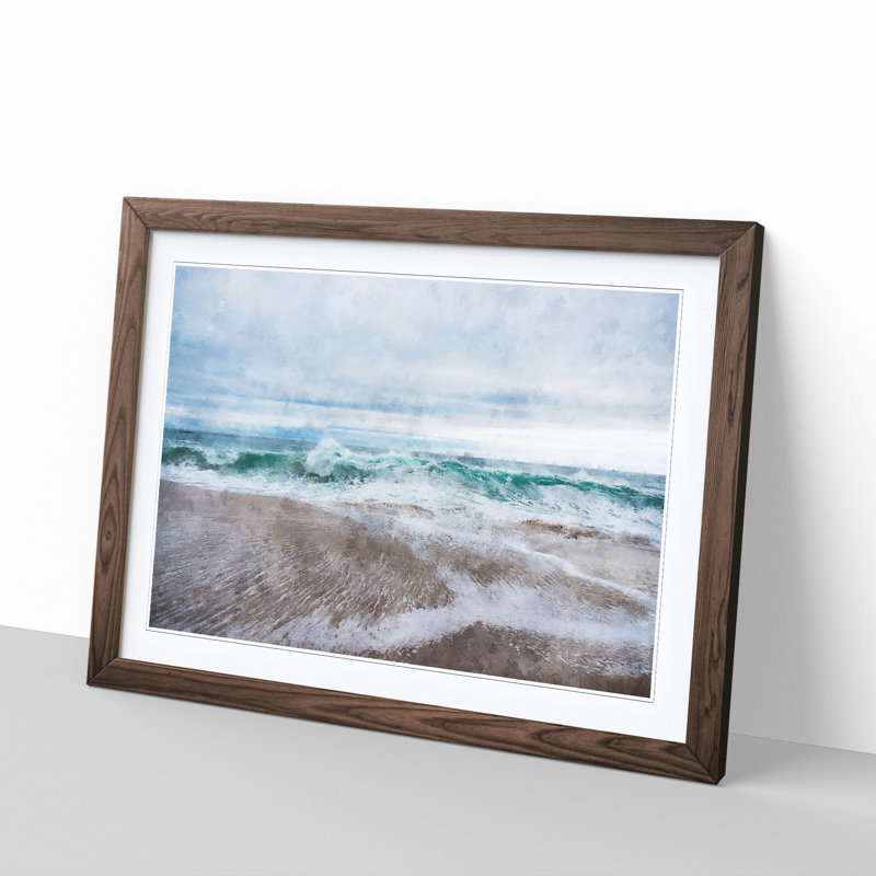 Beach In Santa Cruz California - Single Picture Frame Painting on MDF, Walnut, 50cm H x 76cm W x 2cm D