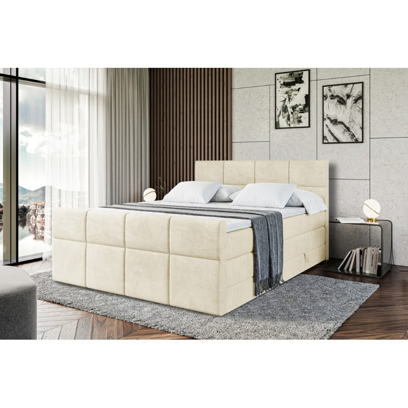 Divan Bed Set, 120cm W x 200cm D, Beige