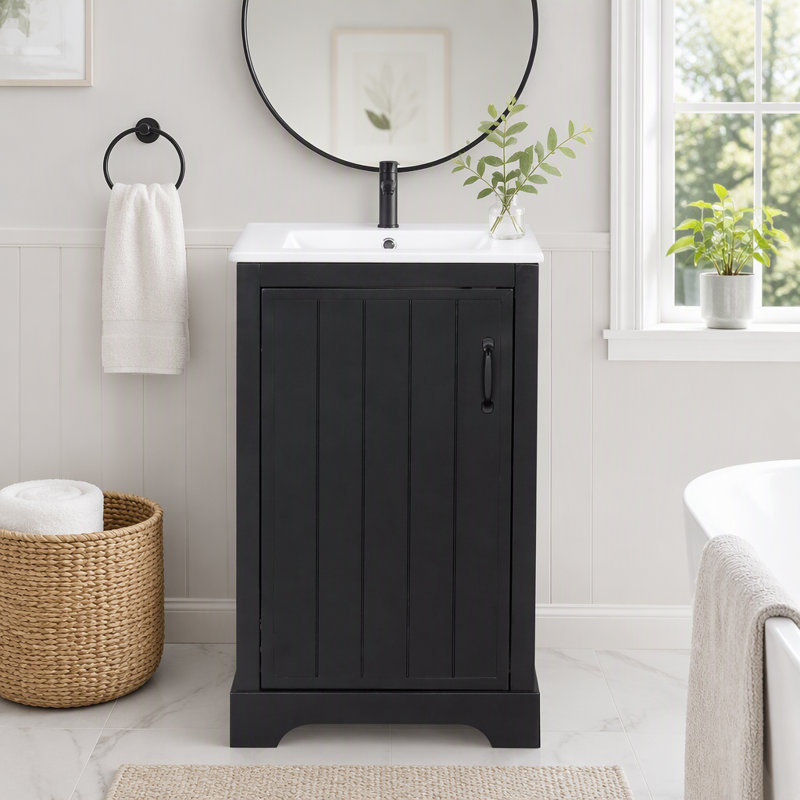Free Standing Wall Mounted Single Double With MDF Top, Noir