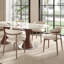Table de salle à manger 93,7 po à double tréteaux, plateau en pierre frittée de qualité supérieure en ambre / blanc ultrabrillant, base en bois massif sur des disques en acier au carbone robustes, pour 8 à 10 personnes-936275856-936275869-936275857