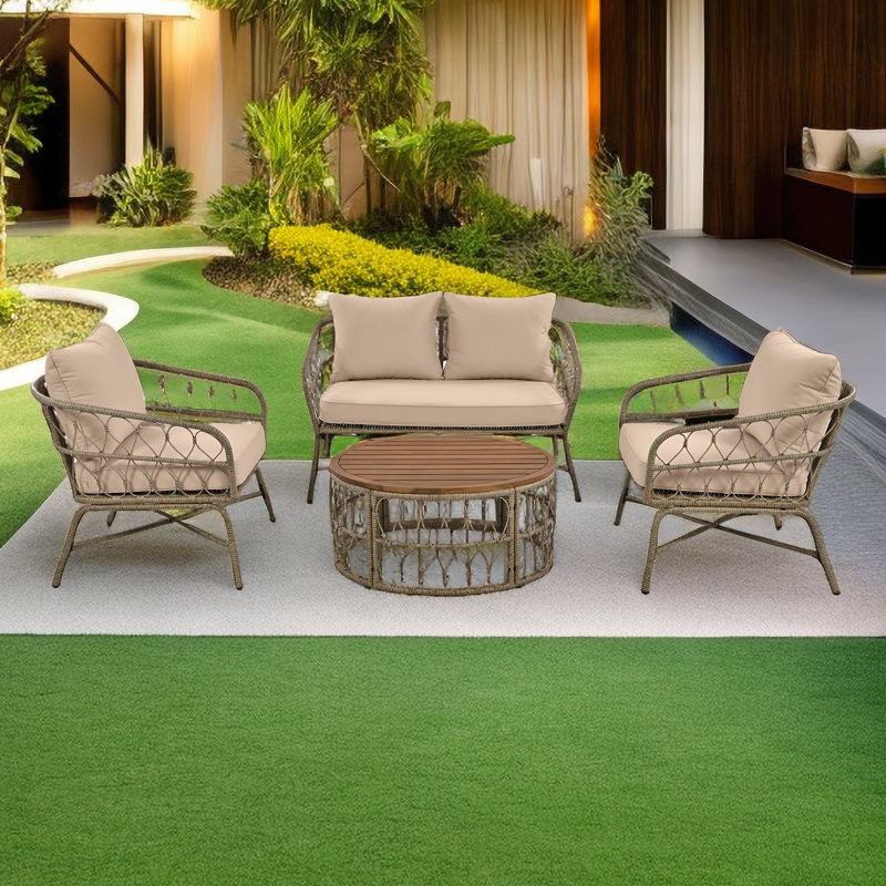 Annell 48.4'' Wide Wicker Patio Sectional Set with Cushions