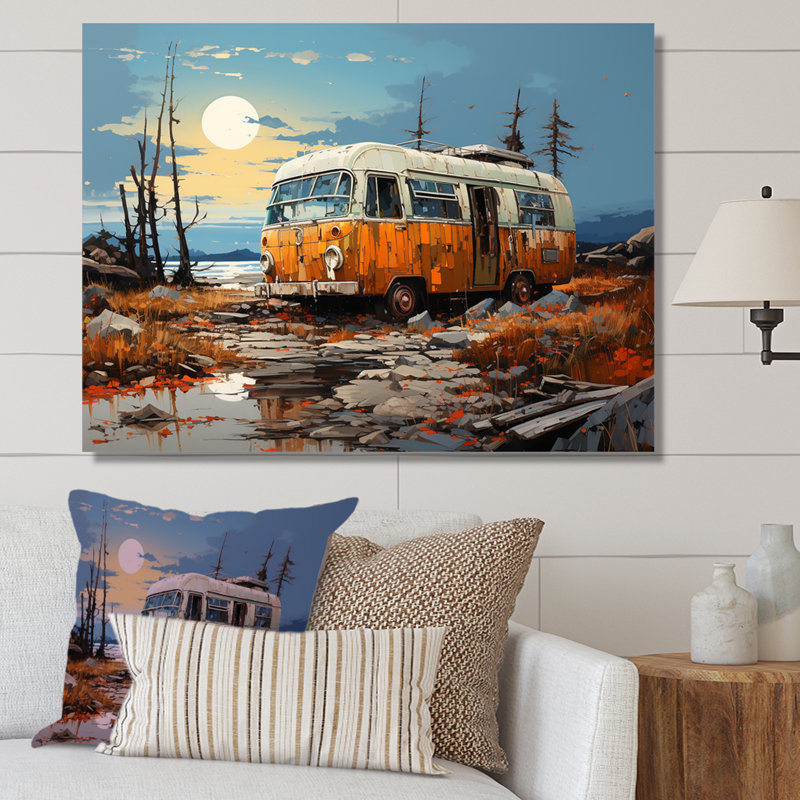 Minimalisme camping van voyage sur toile, Toile tendue, H 30 po x l 40 po x P 1,5 po