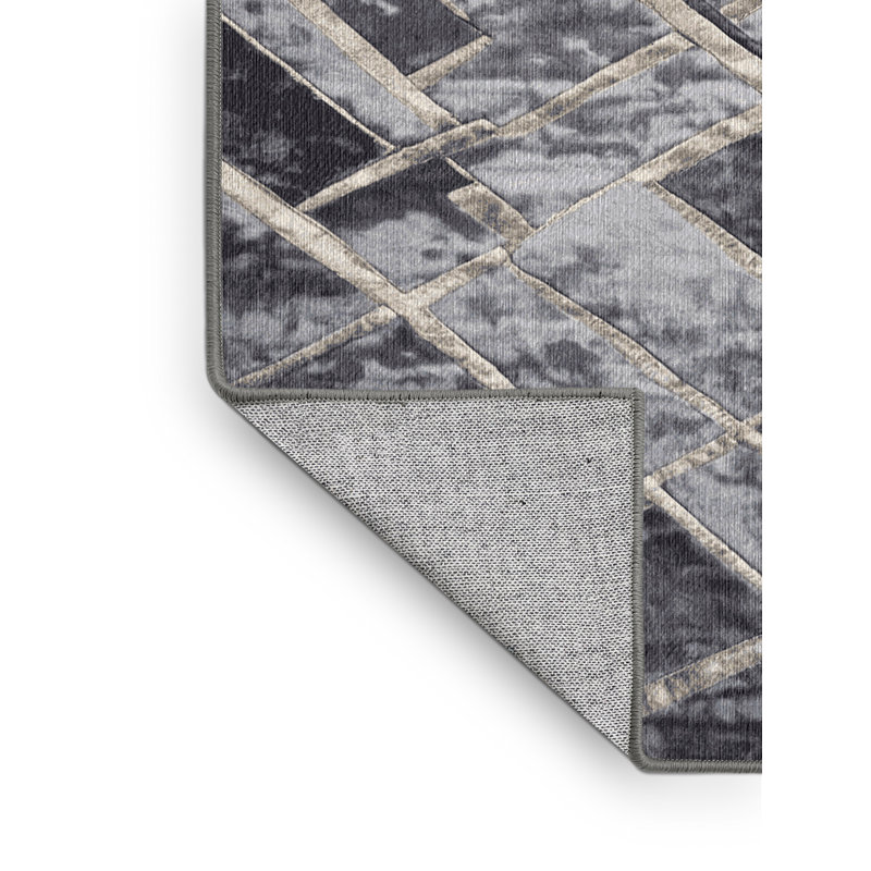 Machine Washable Gray Area Rug, Round 6'