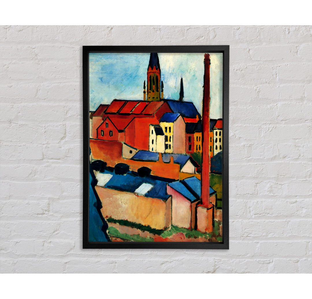 St Marys Church With Houses And Chimney von August Macke - Einzelne Bilderrahmen Kunstdrucke auf Leinwand