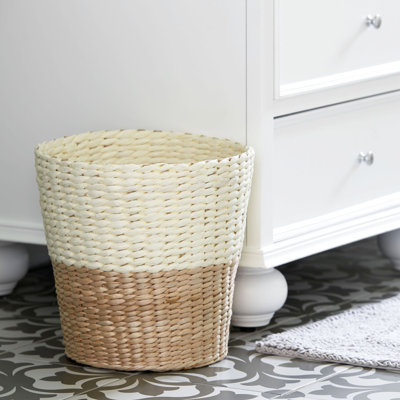 Handwoven 2‑Tone Paper Rope Wicker Waste Basket
