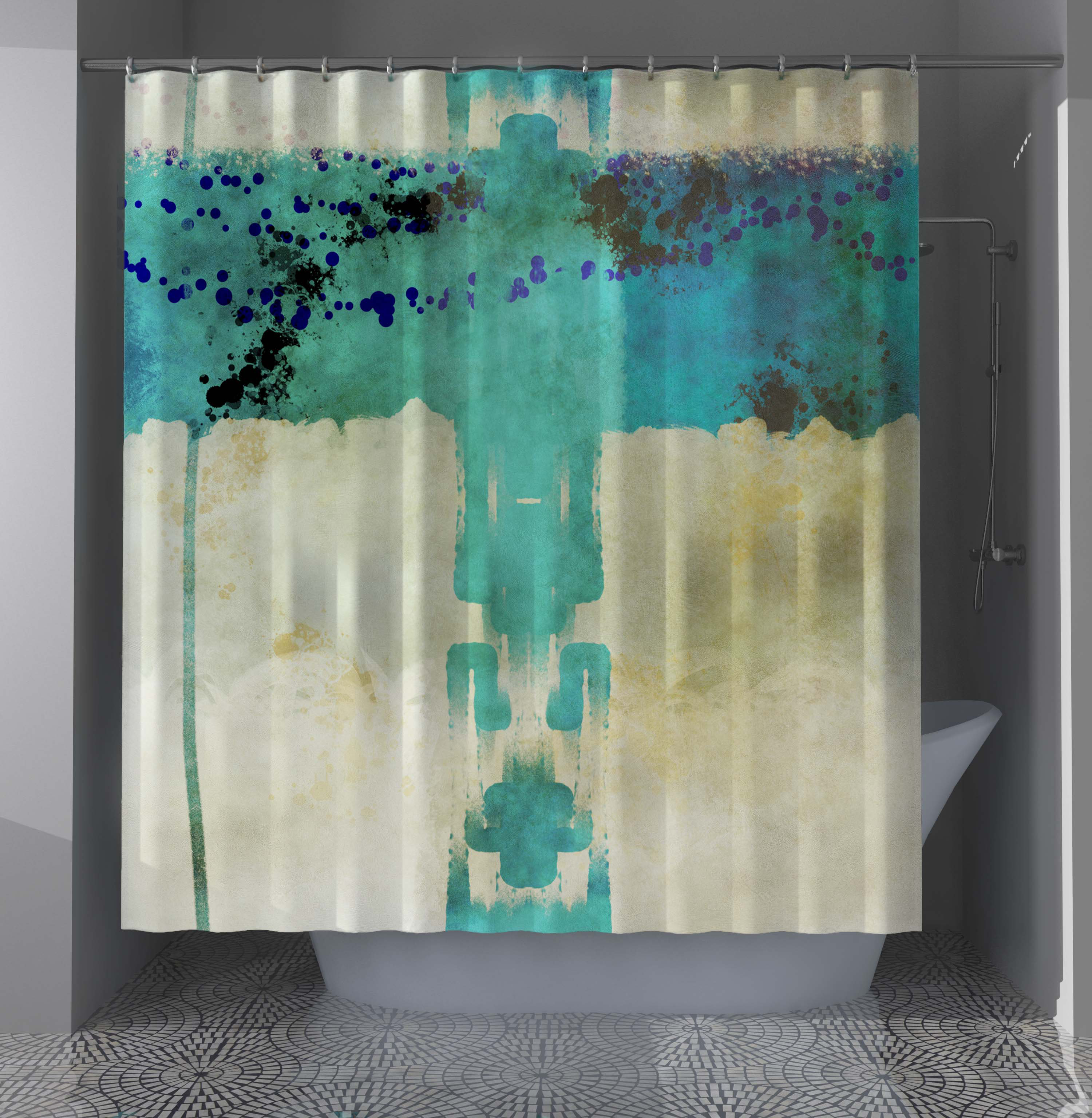 East Urban Home Leandra Abstract Shower Curtain | Wayfair